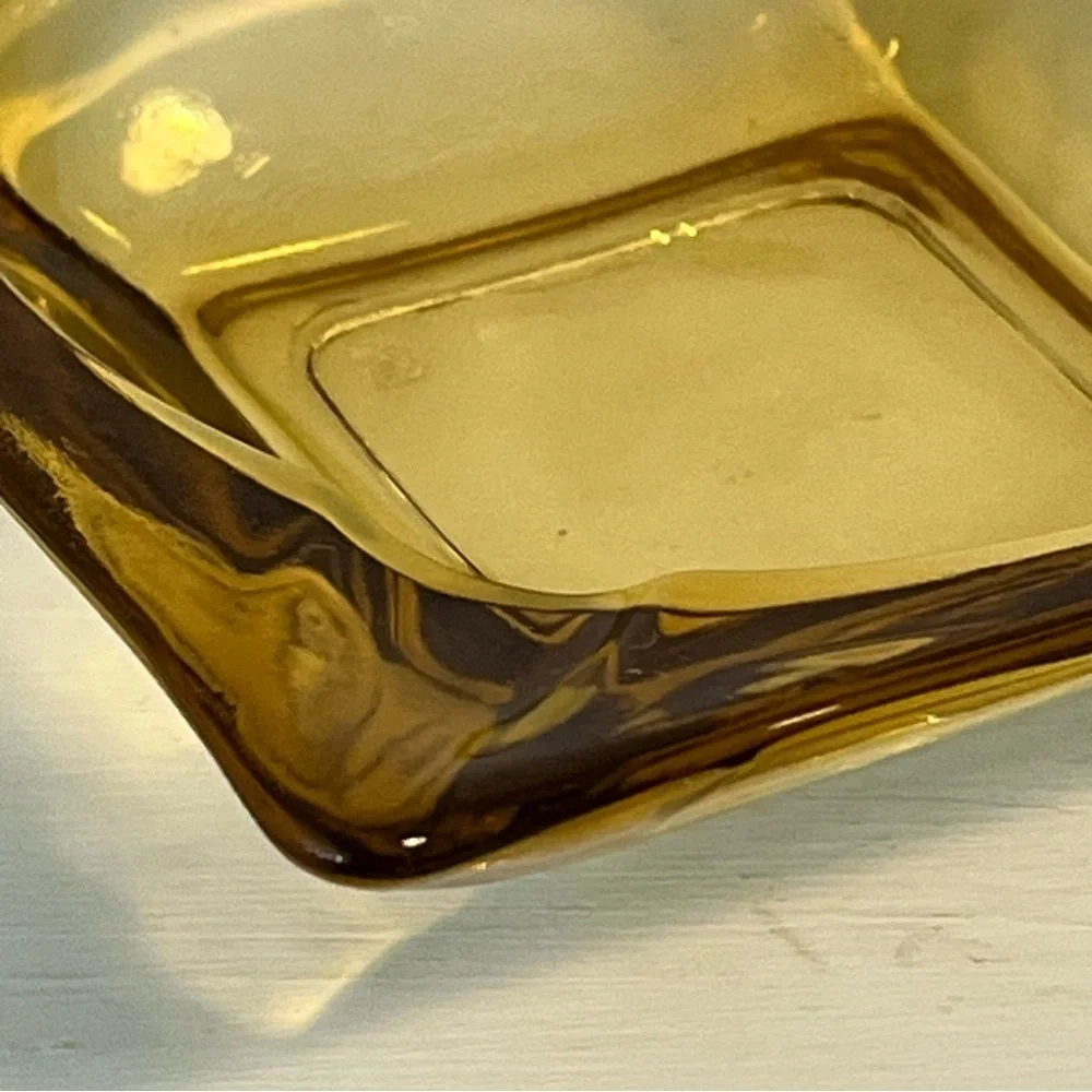Vintage Signed Anchor Hocking Amber Glass Ashtray